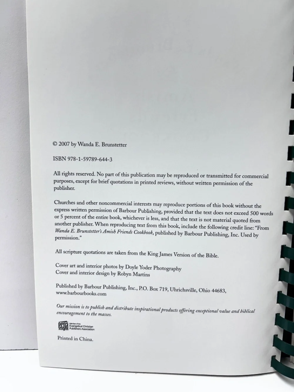 Wanda E. Brunstetter's Amish Friends Cookbook 2007 Spiral-Bound 200 Recipes